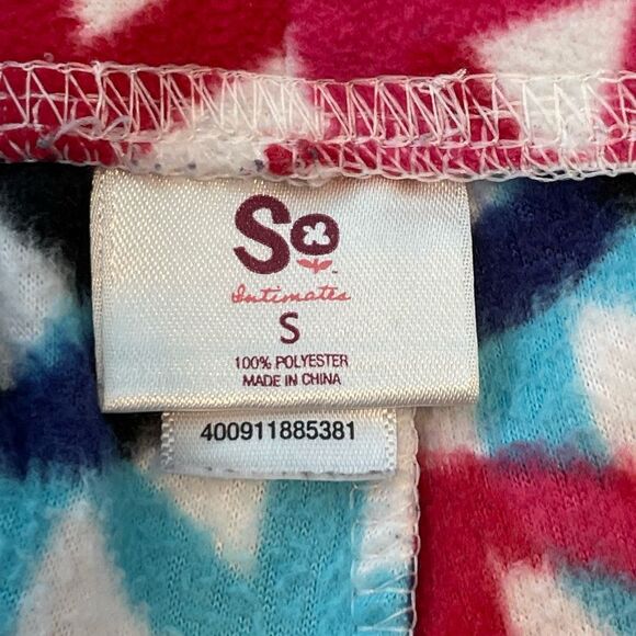 SO Intimates Fleece Pajama Pants Multi Color Peace Signs Wide Leg Pull-On S - Picture 3 of 5